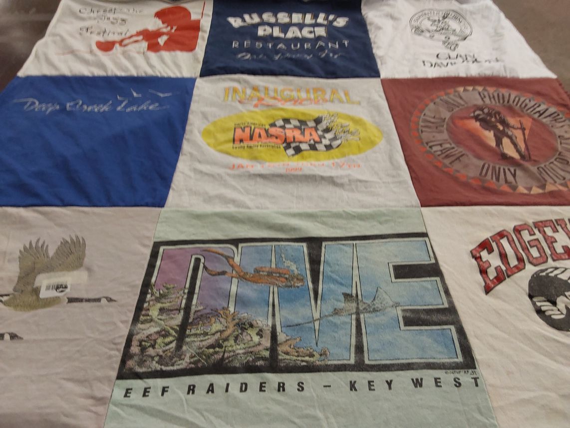 T-shirt quilt with diving, fishing themes by Sandra from FL