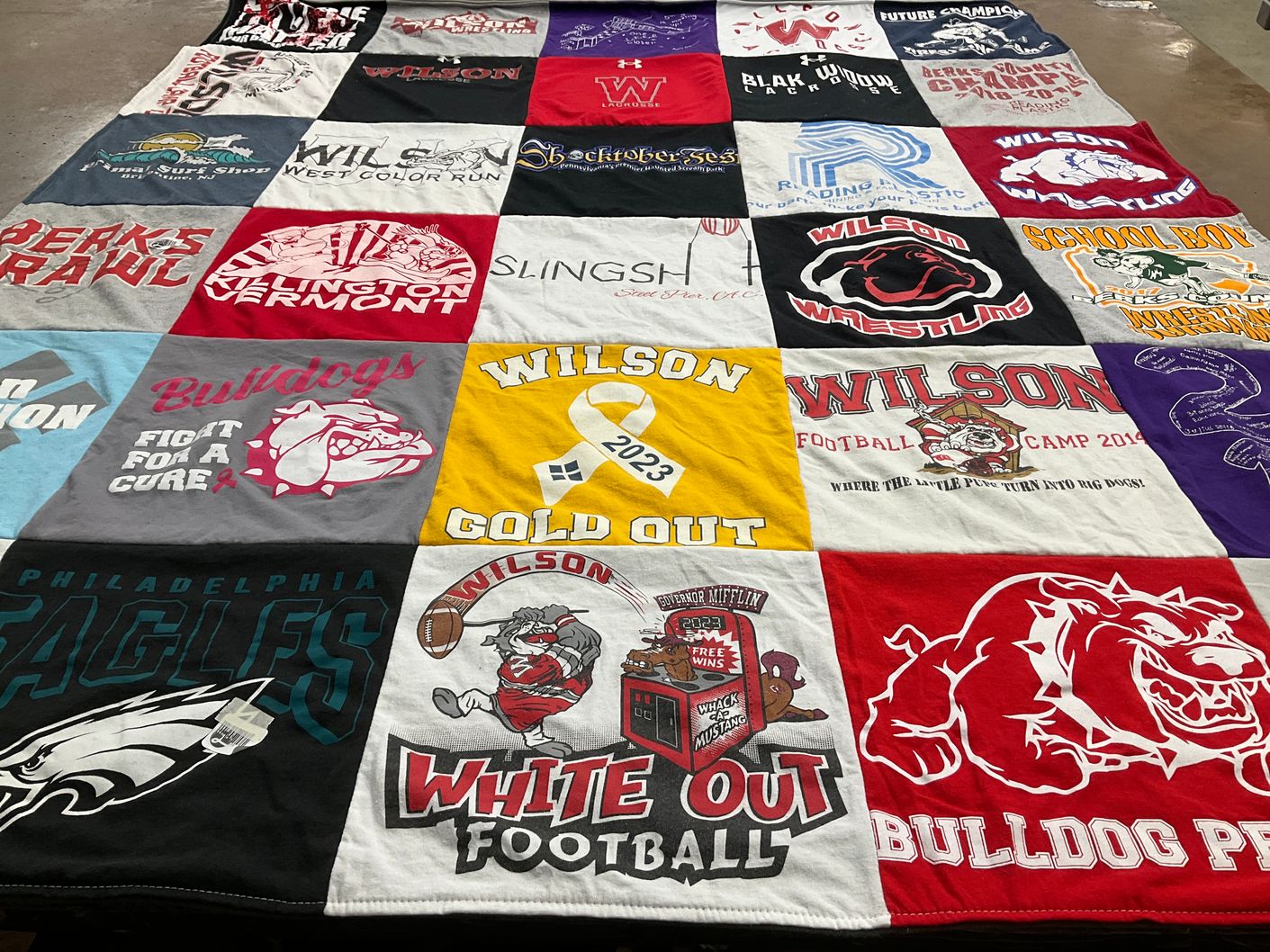 T-shirt quilt featuring wilson high school football, wilson high school wrestling by Andrea from PA