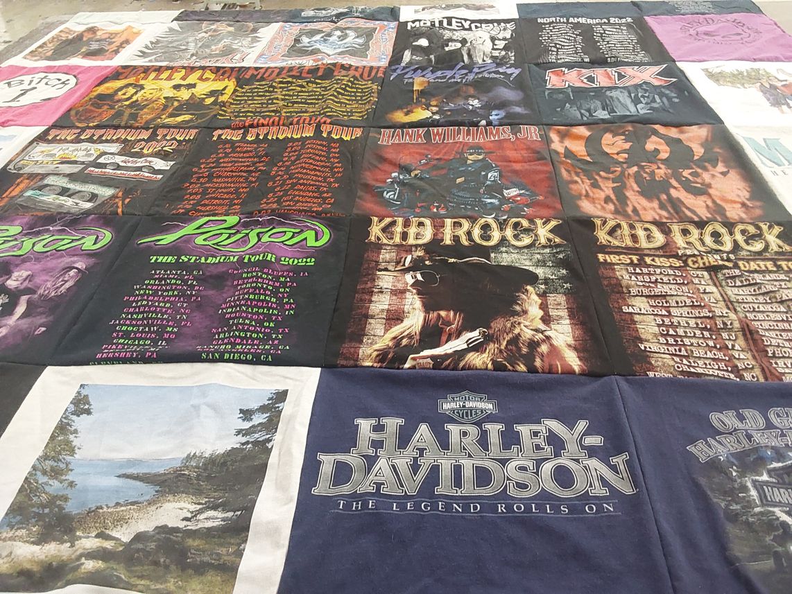 T-shirt quilt with music, rock themes by April from FL