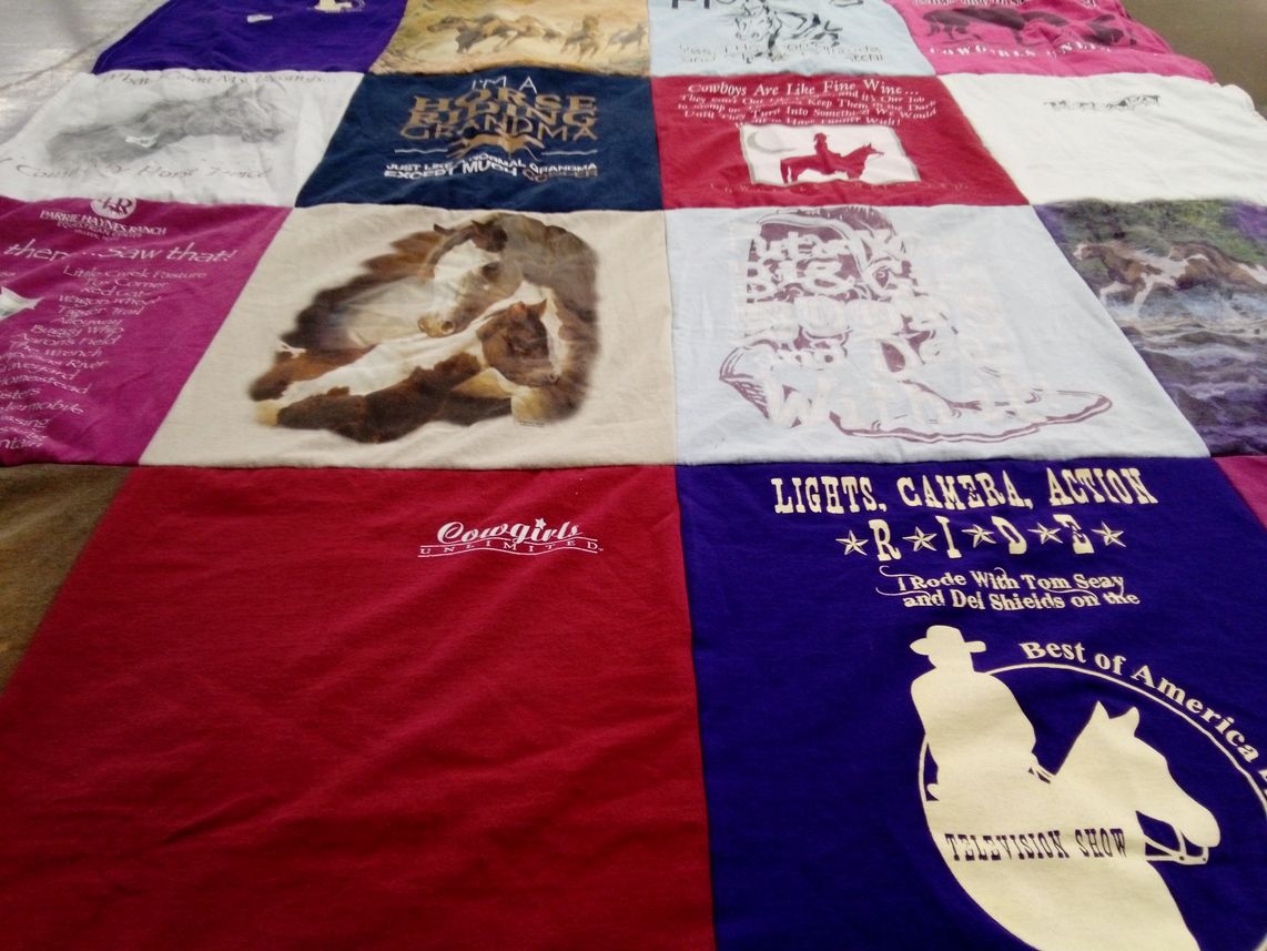 T-shirt quilt with horses, cowgirls themes by Paul from TX