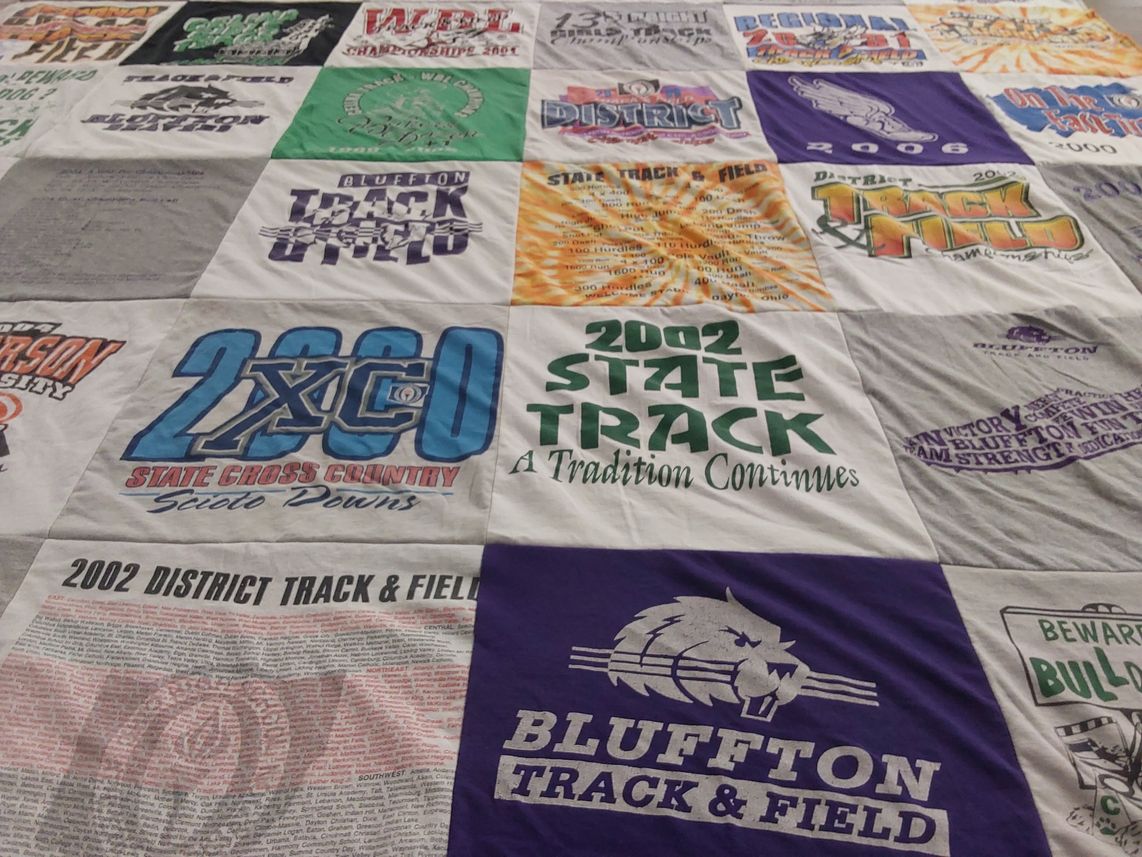 T-shirt quilt from bluffton university by Rita from OH