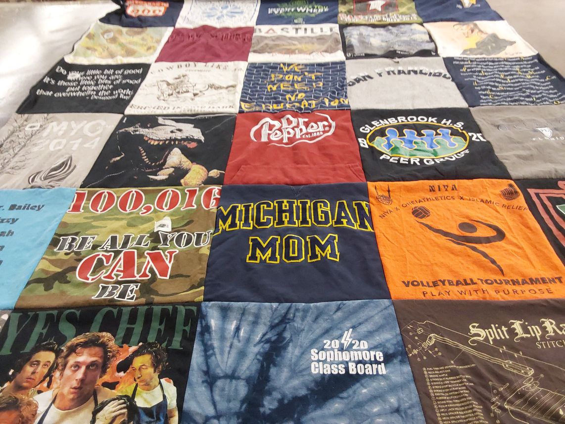 T-shirt quilt from glenbrook high school, university of michigan by Aasiyah from IL