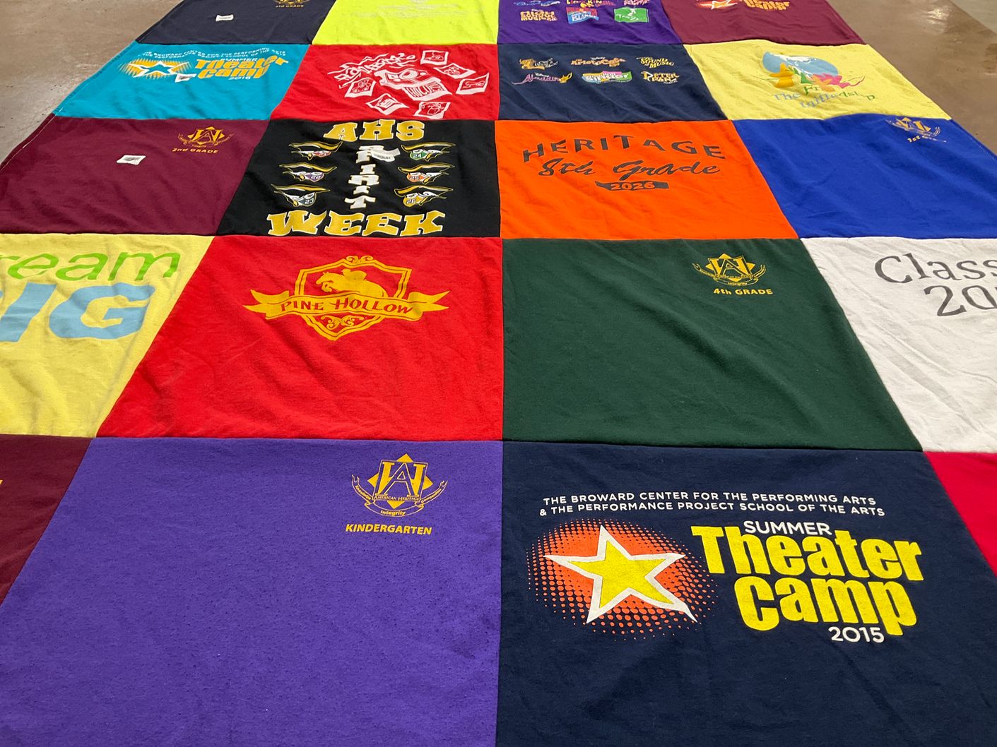 T-shirt quilt from heritage elementary school by Trina from FL