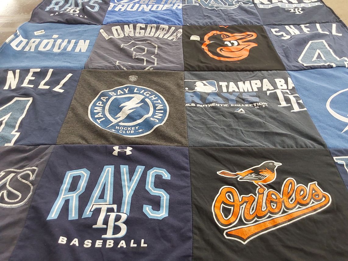 T-shirt quilt featuring tampa bay rays, tampa bay lightning by barbara from FL