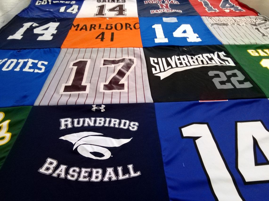 T-shirt quilt featuring runbirds baseball by Amanda from MA
