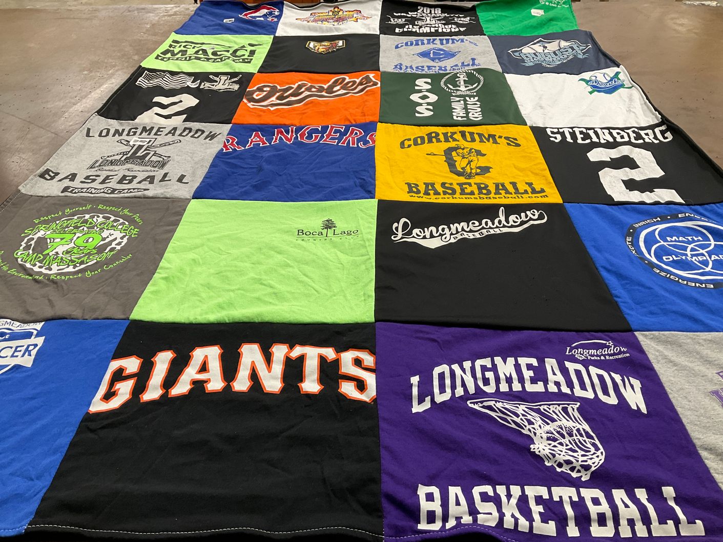 T-shirt quilt featuring longmeadow basketball, longmeadow baseball by Jeni from MA