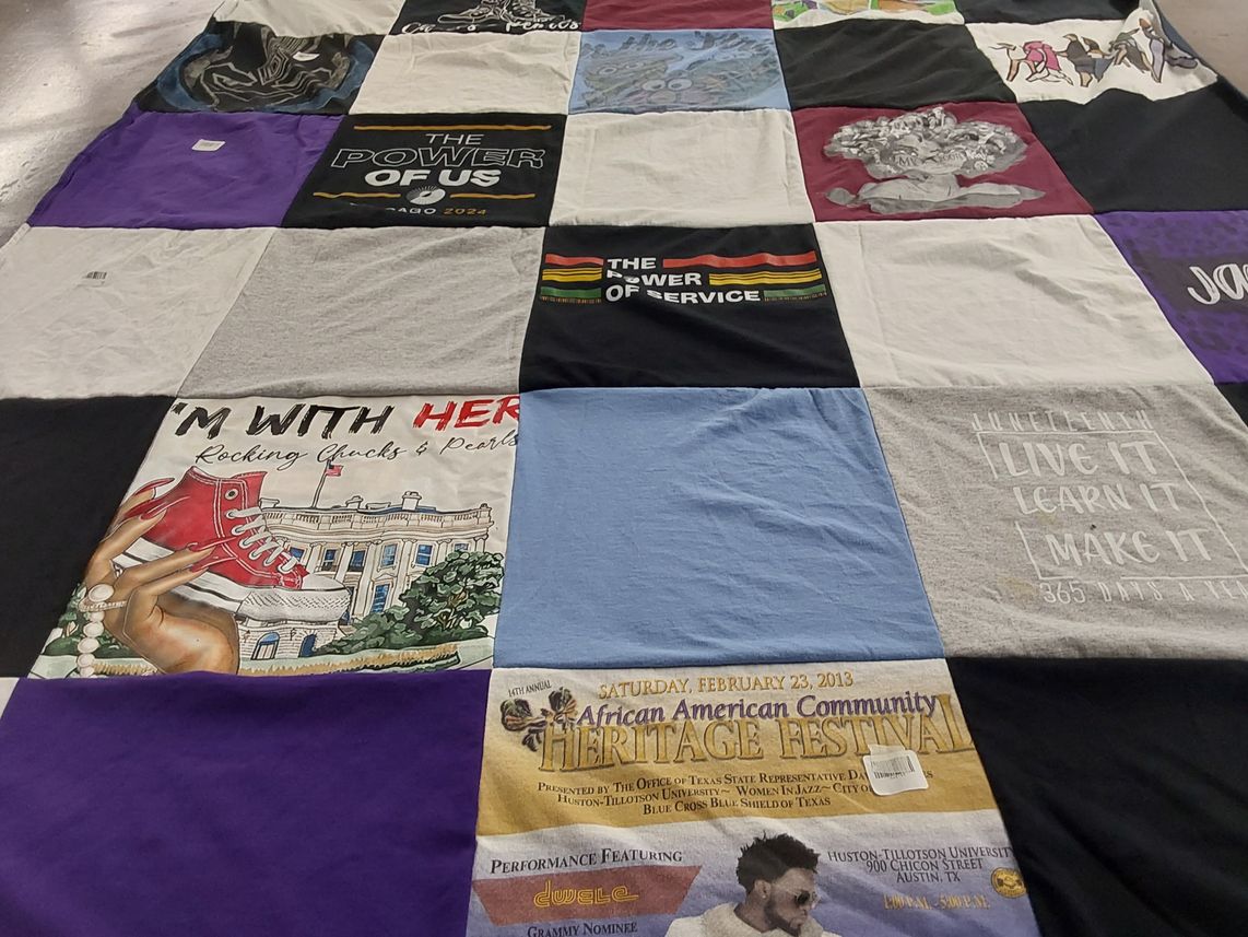 T-shirt quilt from huston-tillotson university by Stacy from TX