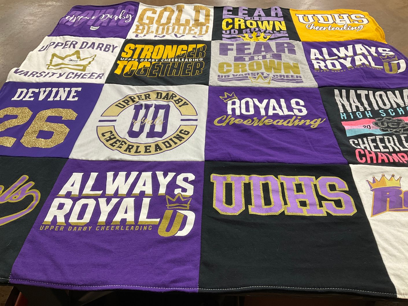 T-shirt quilt featuring upper darby royals cheerleading by Kate from PA