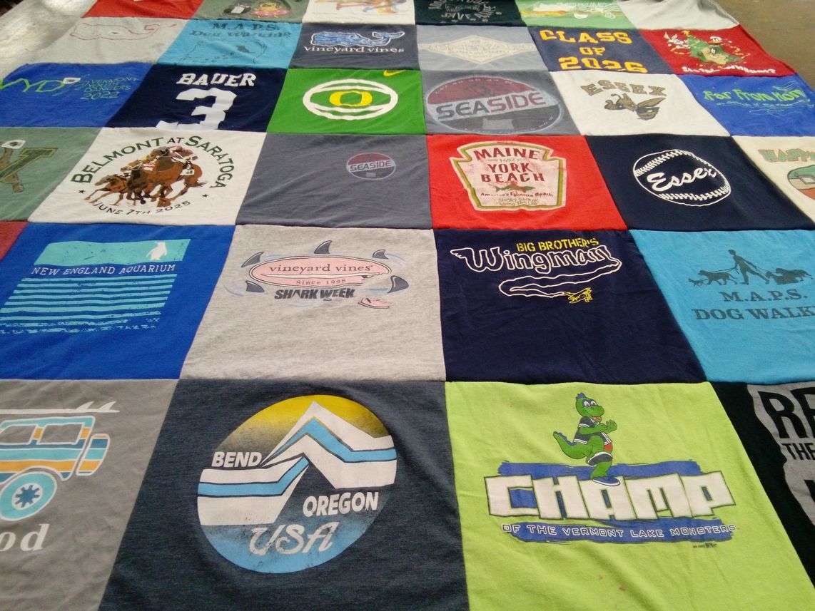 T-shirt quilt featuring vermont lake monsters by Marlene from NY