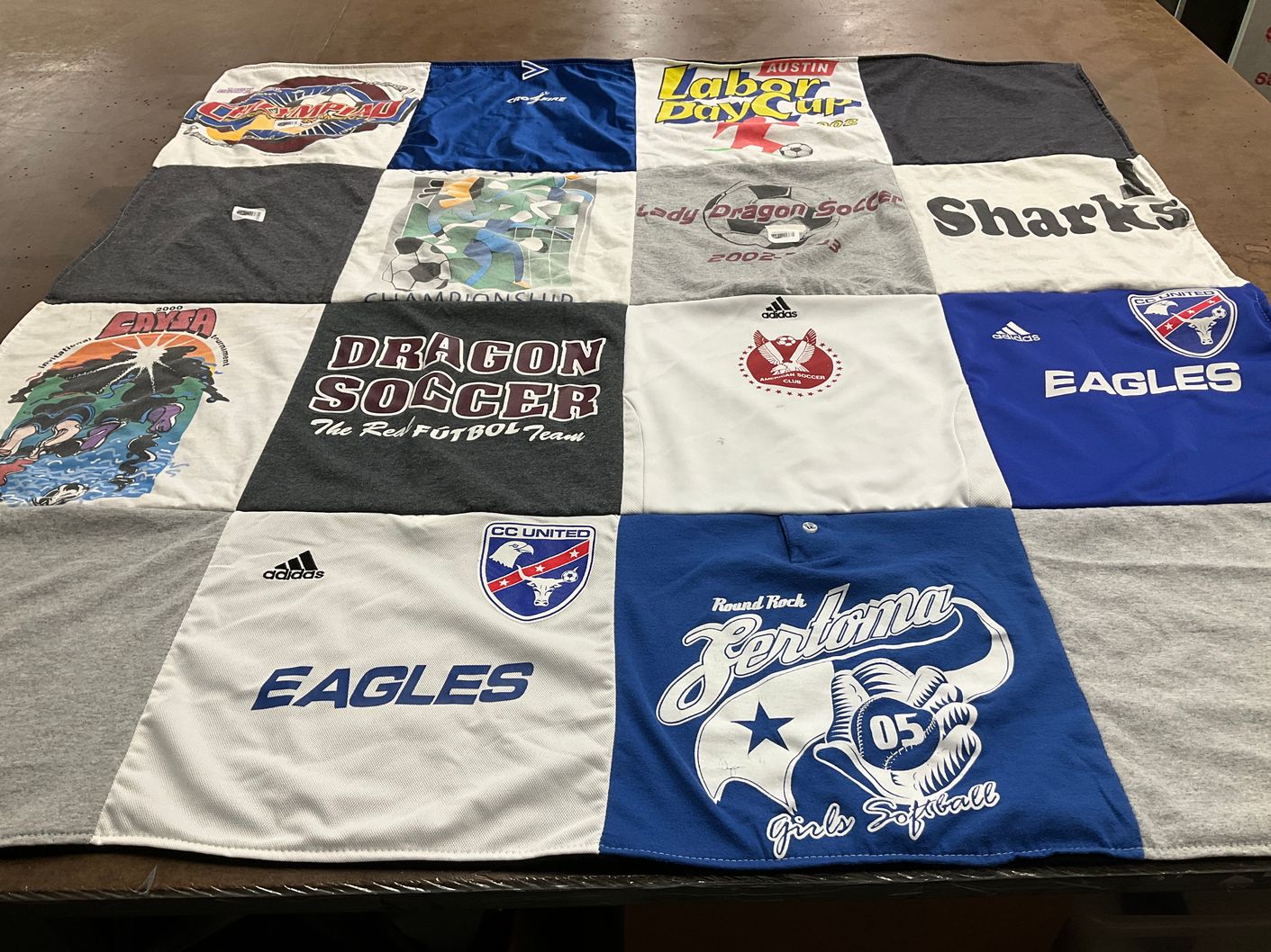 T-shirt quilt featuring cc united, lady dragon soccer by Mallorie from LA