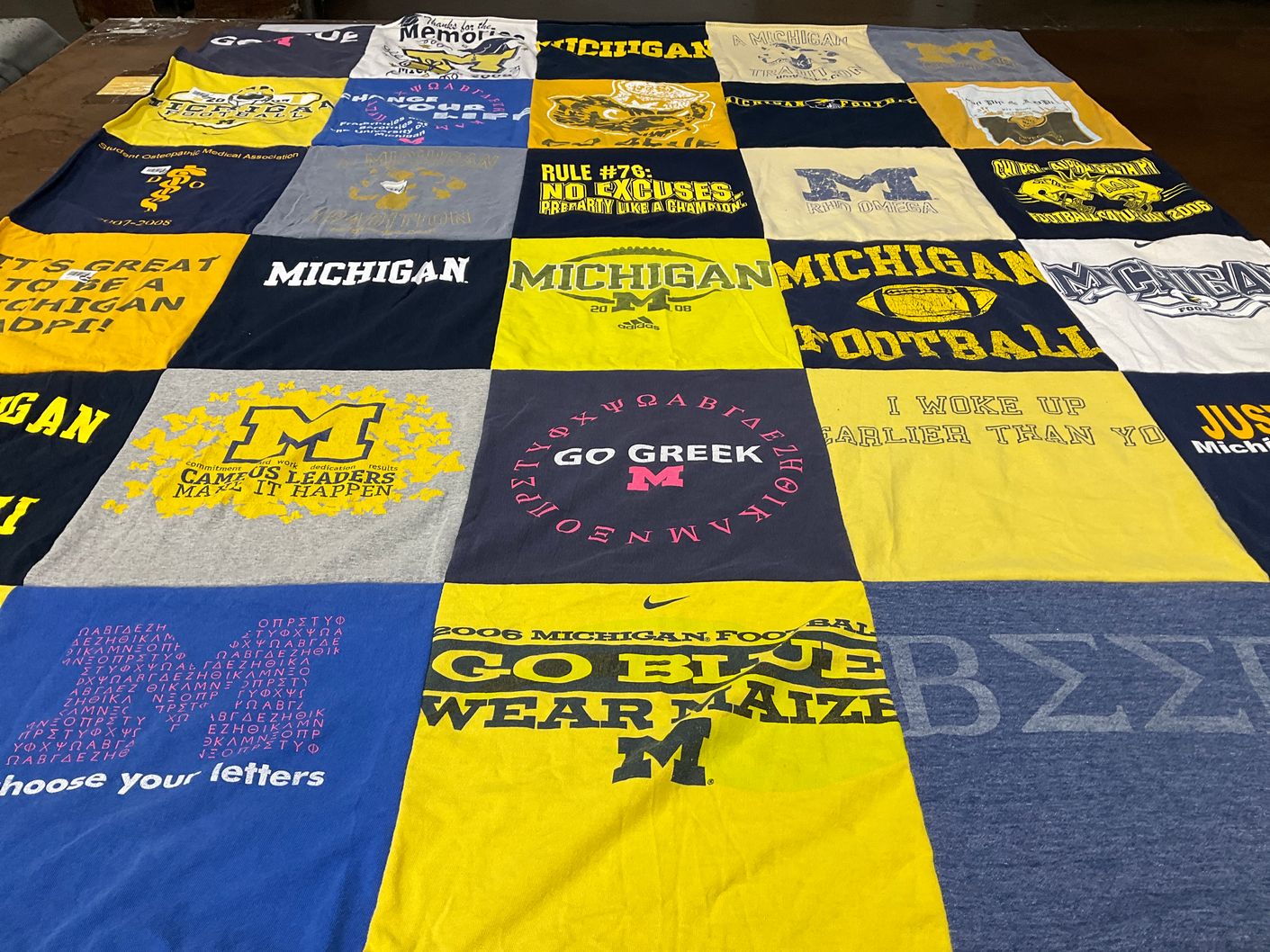 T-shirt quilt featuring michigan football by Ellen from MI