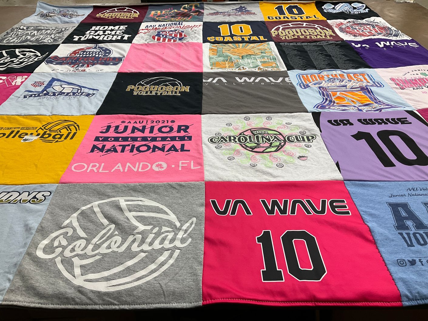 T-shirt quilt featuring va wave, coastal volleyball by Sarah from VA