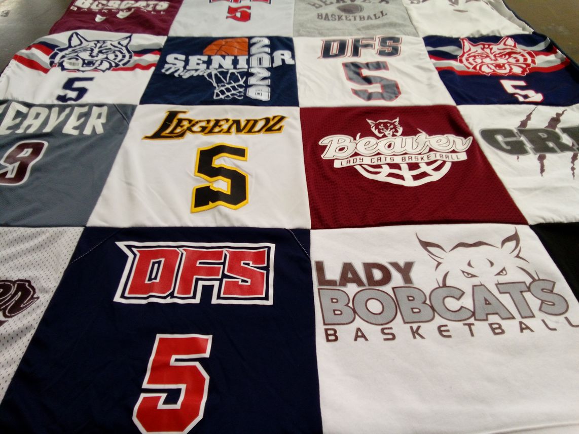 T-shirt quilt featuring lady bobcats basketball, dfs basketball by Kelly from PA