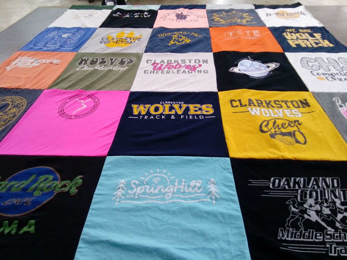 T-shirt quilt featuring clarkston wolves by Anna from MI