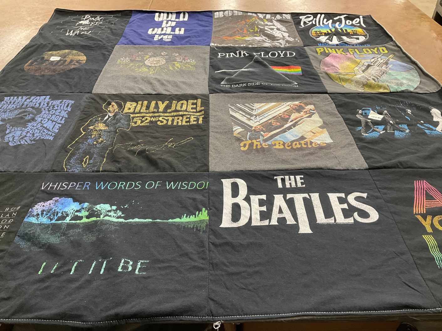 T-shirt quilt with music, concerts themes by STACY from NY