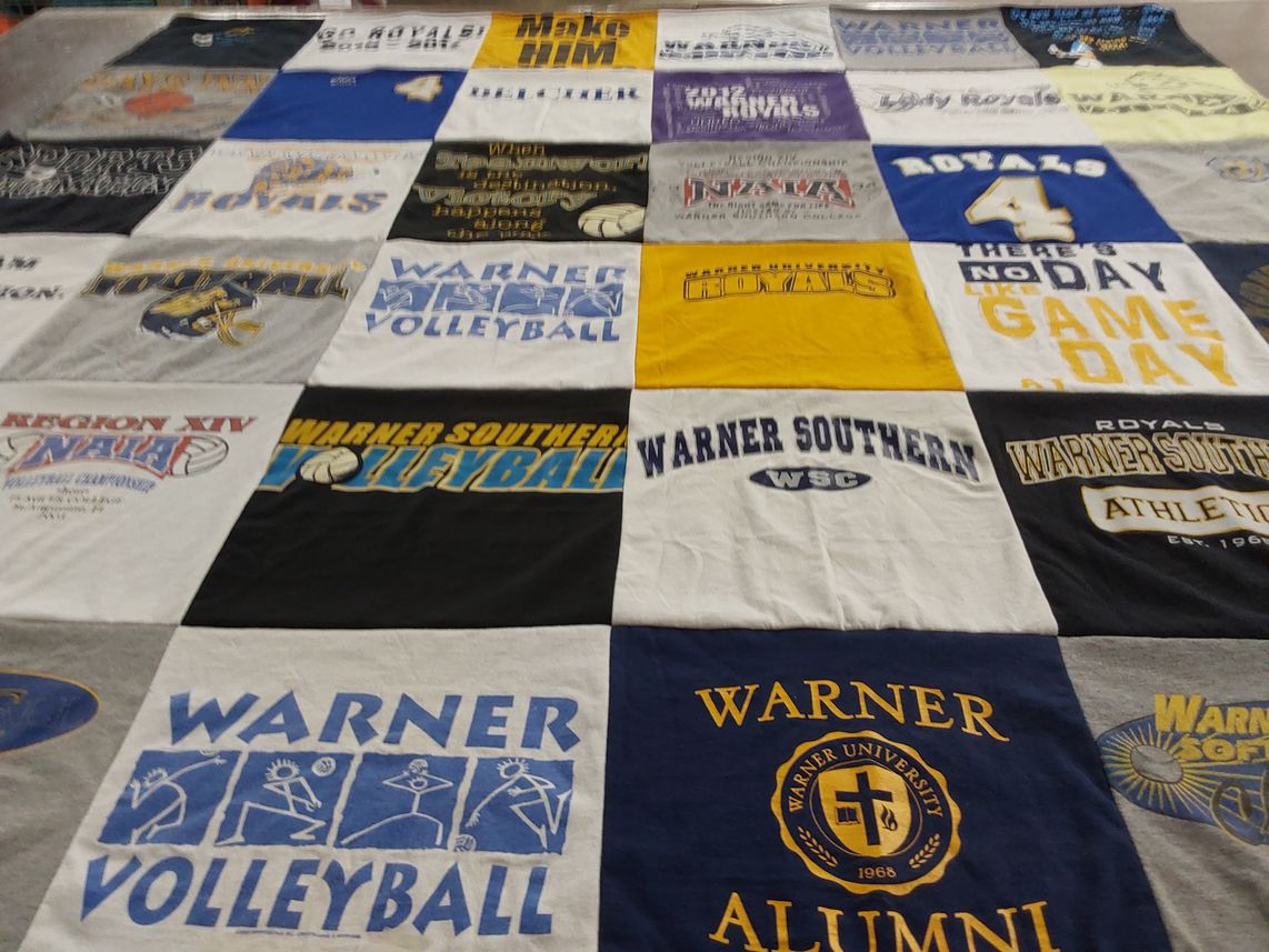 T-shirt quilt featuring warner southern volleyball, warner volleyball by Jennifer from KY