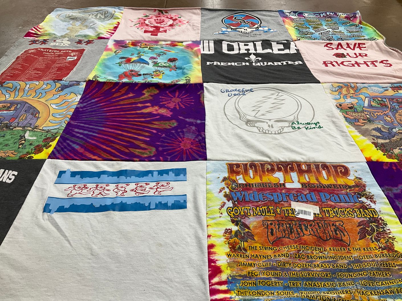 T-shirt quilt with music, festivals themes by Veronica from IL