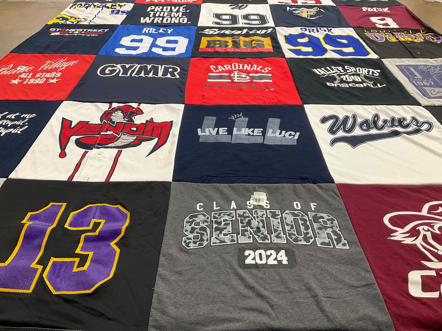 T-shirt quilt featuring cardinals baseball by Tiffaney from IN