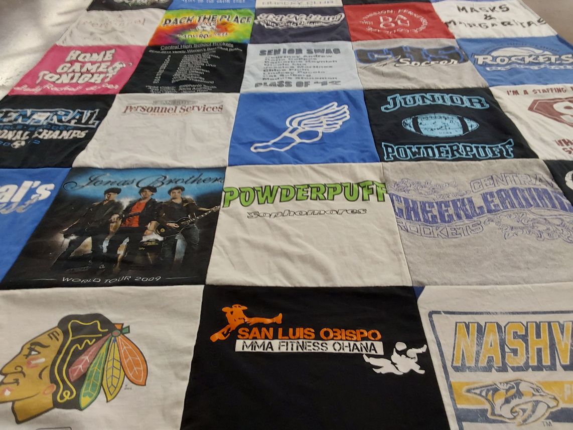 T-shirt quilt featuring rockets by Mary from IL