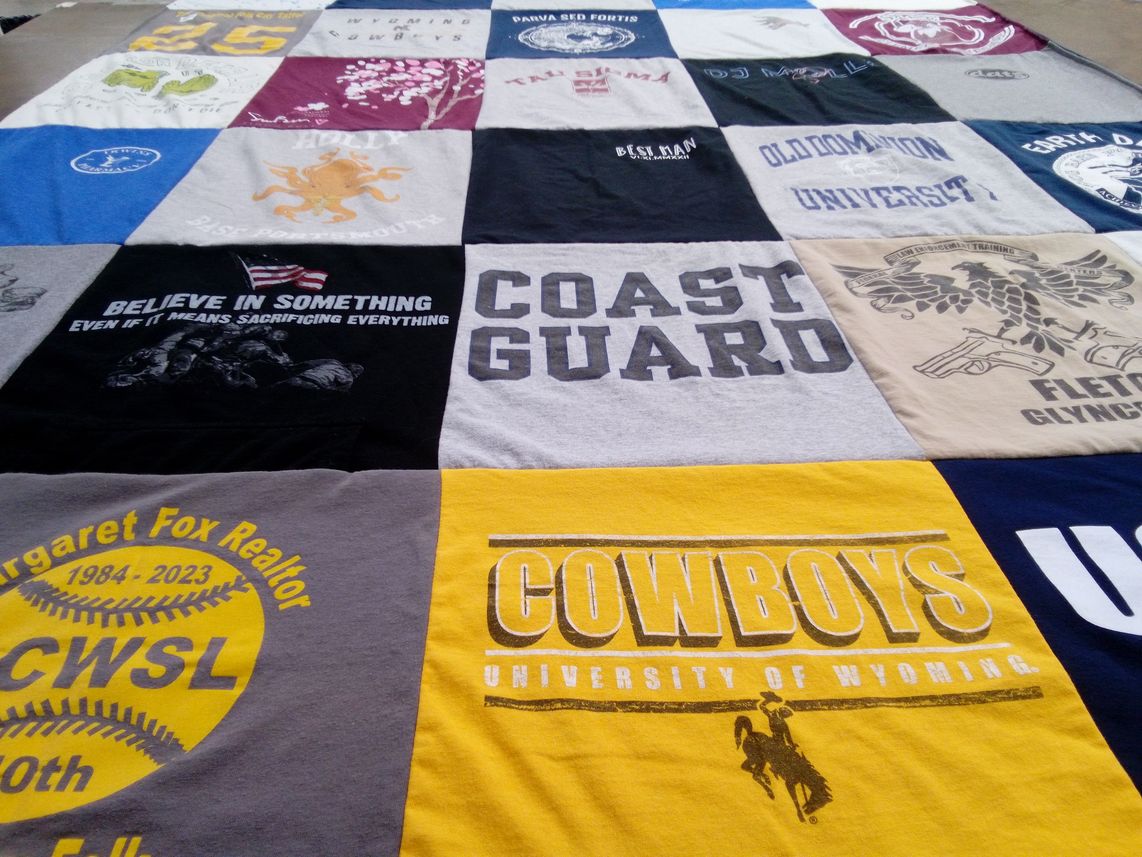 T-shirt quilt featuring wyoming cowboys by Holly from VA
