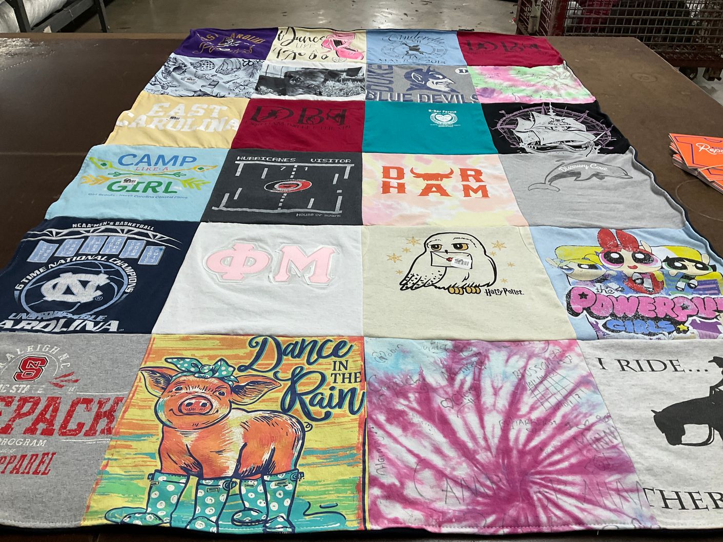 T-shirt quilt featuring north carolina state university wolfpack, duke university blue devils by Susan from NC