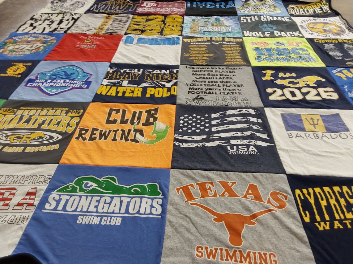 T-shirt quilt from texas university, cypress college by Onica from TX