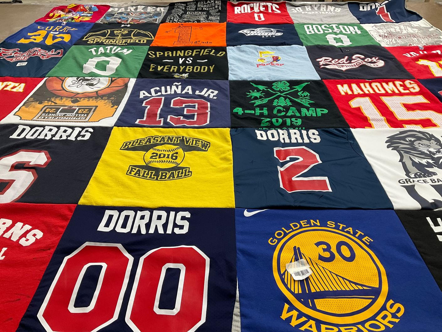 T-shirt quilt featuring golden state warriors by Danielle from TN
