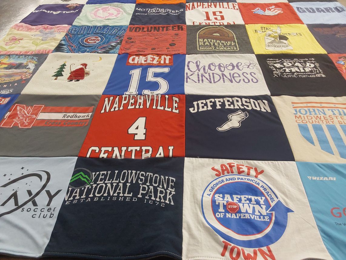 T-shirt quilt featuring redhawk cross country by Mary Jo from IL