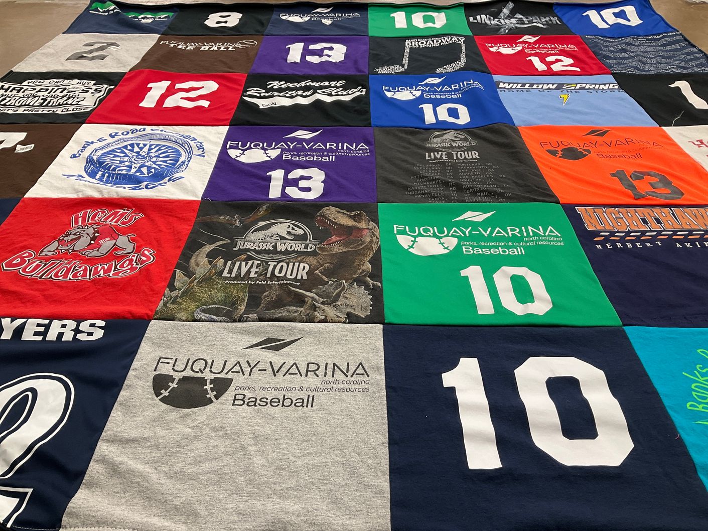 T-shirt quilt featuring fuquay-varina baseball by Erika from NC