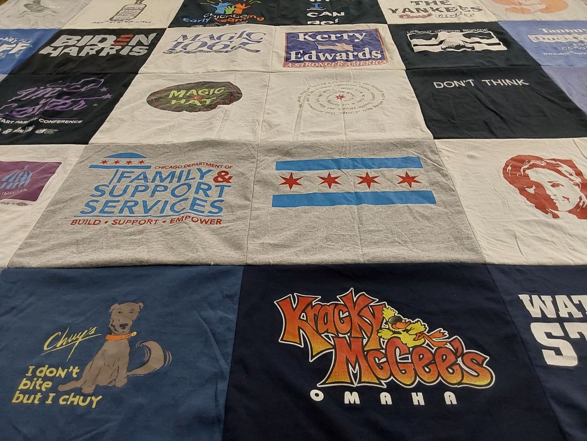 T-shirt quilt with politics, animals themes by Samantha from DC