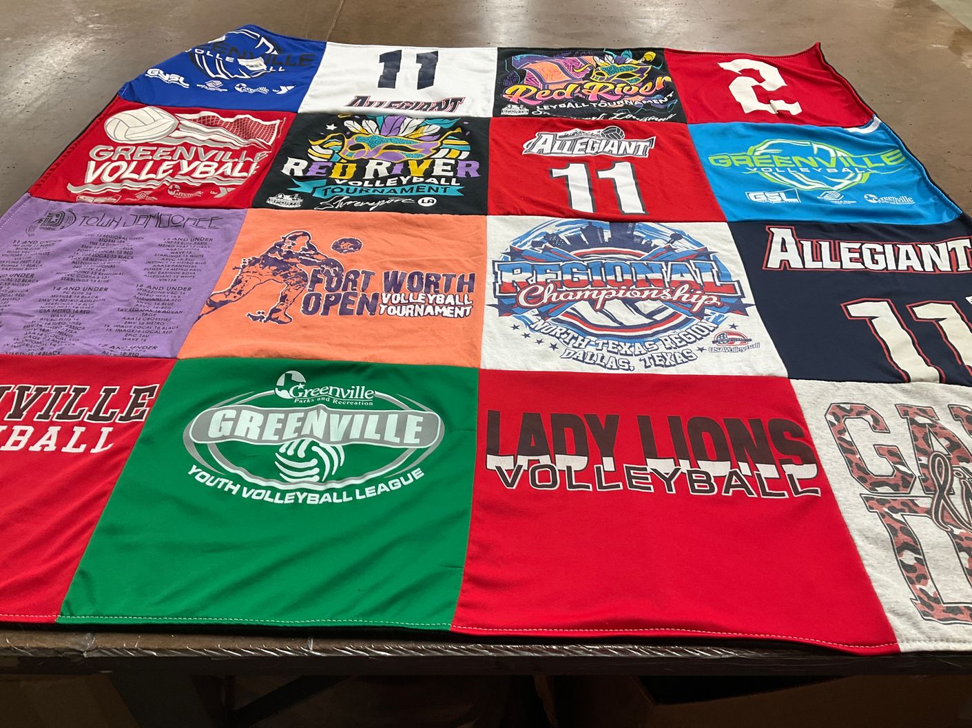 T-shirt quilt featuring lady lions volleyball by Heather from TX