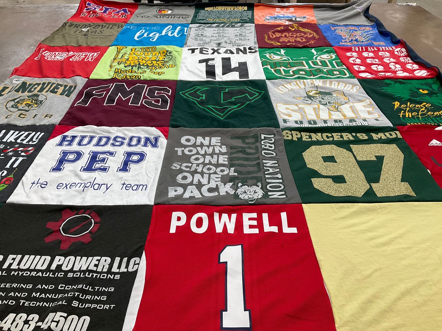 T-shirt quilt featuring longview lobos football by Ginny from TX