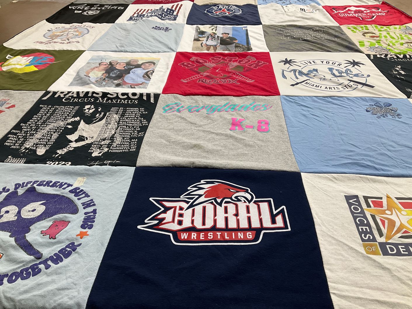 T-shirt quilt featuring doral wrestling by Jeanette from FL