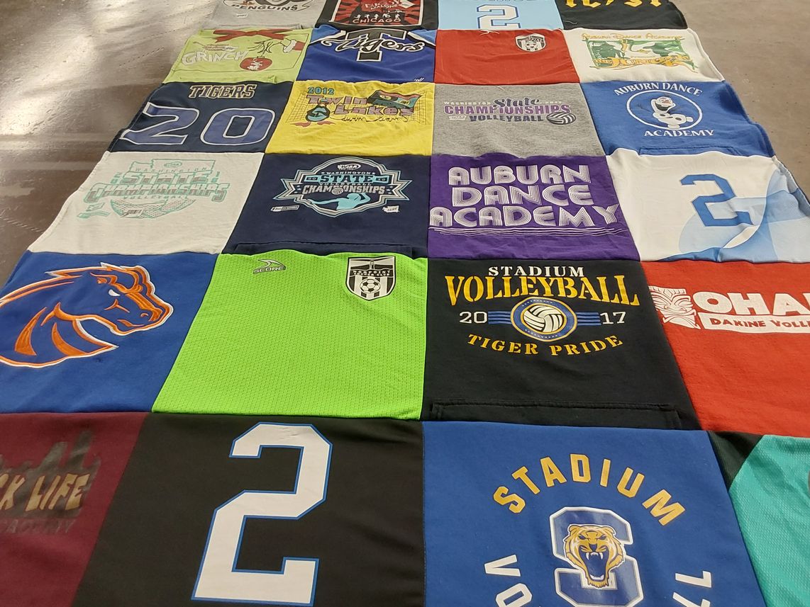 T-shirt quilt featuring stadium volleyball team by Charlise from WA