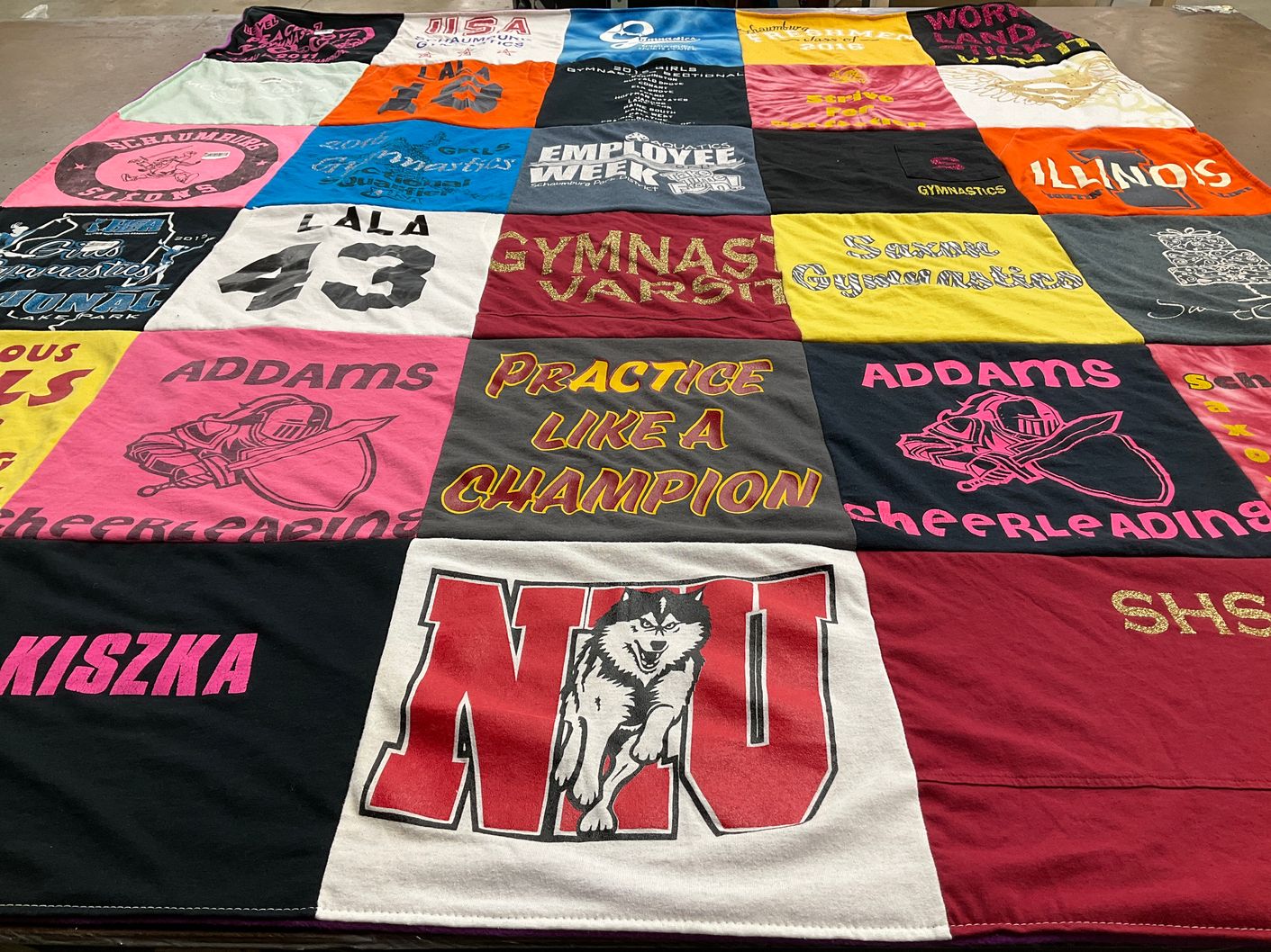 T-shirt quilt from northern illinois university by Albert from IL