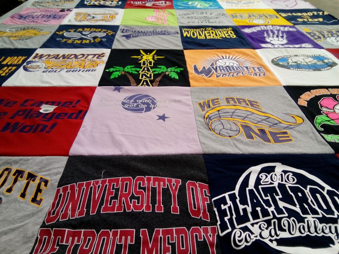 T-shirt quilt featuring university of michigan wolverines, wyandotte volleyball by Jillian from MI