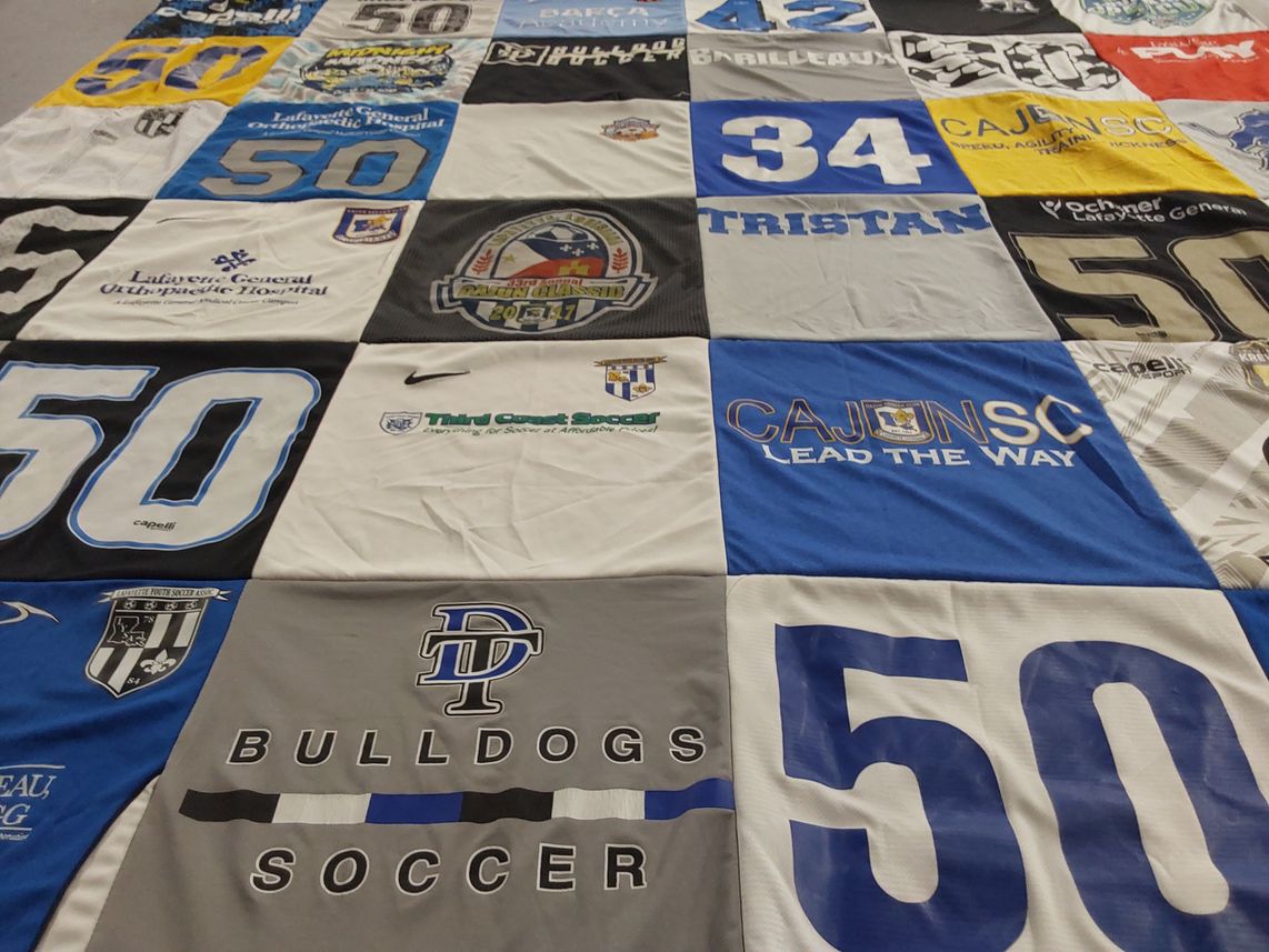 T-shirt quilt featuring bulldogs soccer by Danette from LA