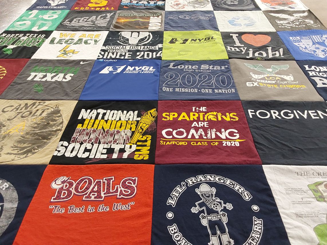 T-shirt quilt featuring spartans by Cherlyn from TX