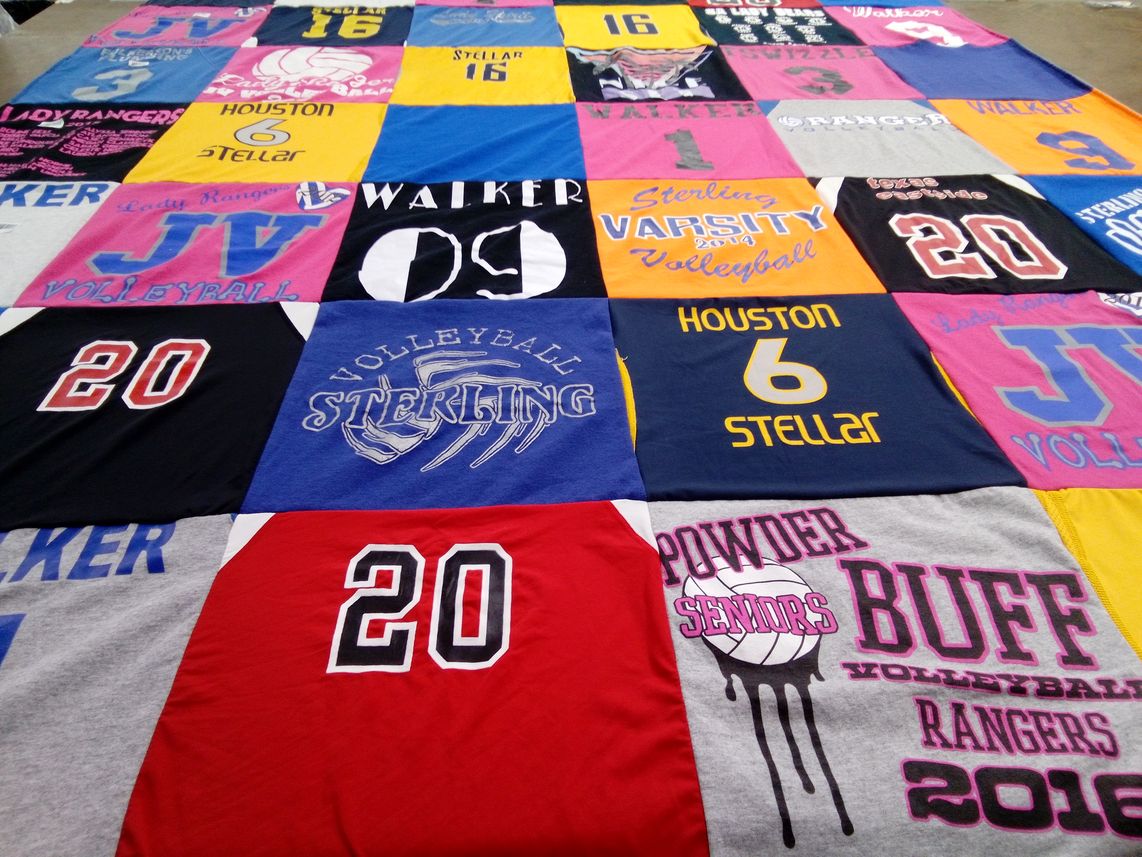 T-shirt quilt from sterling high school, houston high school by Lace from TX
