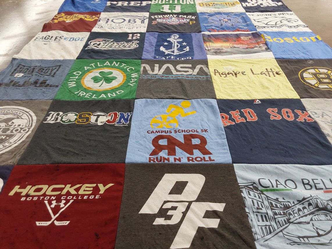 T-shirt quilt featuring boston red sox, new england patriots by Kara from MA