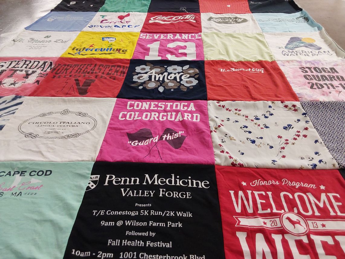T-shirt quilt from northeastern university, conestoga high school by Grace from NJ
