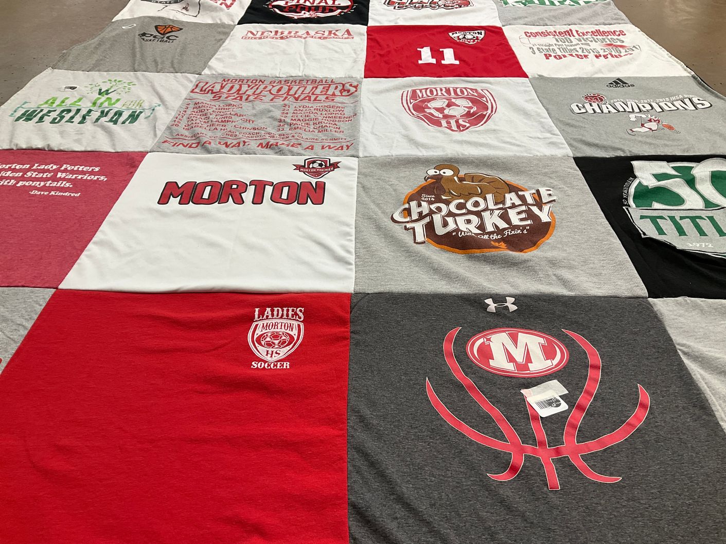 T-shirt quilt featuring morton lady potters basketball by Jennifer from IL