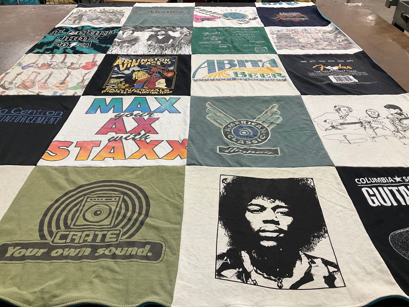 T-shirt quilt with music, bands themes by Michelle from SC