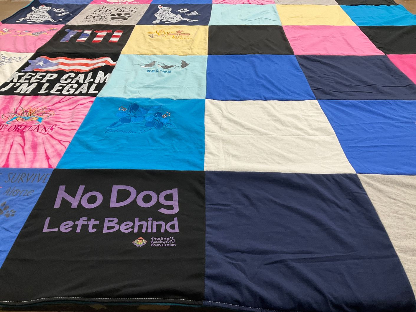 T-shirt quilt with animal welfare, advocacy themes by Gina from FL