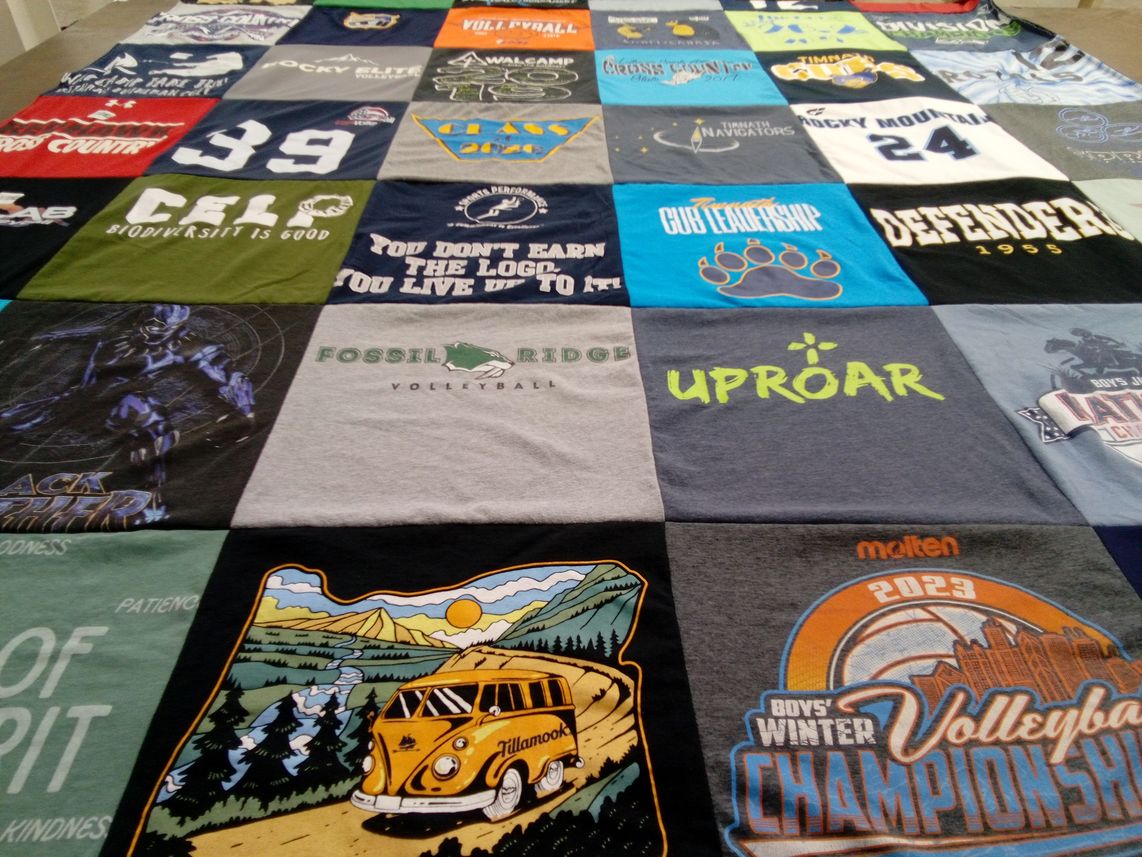 T-shirt quilt from fossil ridge high school by Sandra from CO