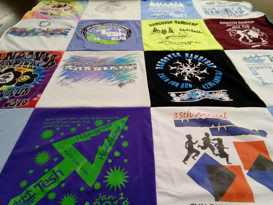 T-shirt quilt with running, marathons themes by Darcy from ID