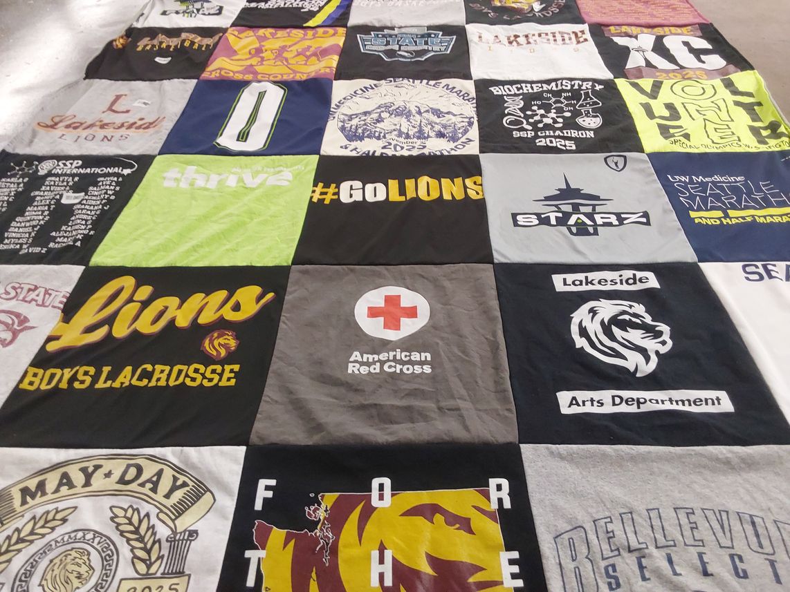 T-shirt quilt featuring lakeside lions, lions by Bora from WA