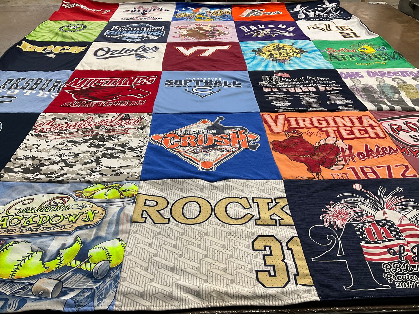 T-shirt quilt featuring clarksburg crush, baltimore ravens baseball by Betsy from MD