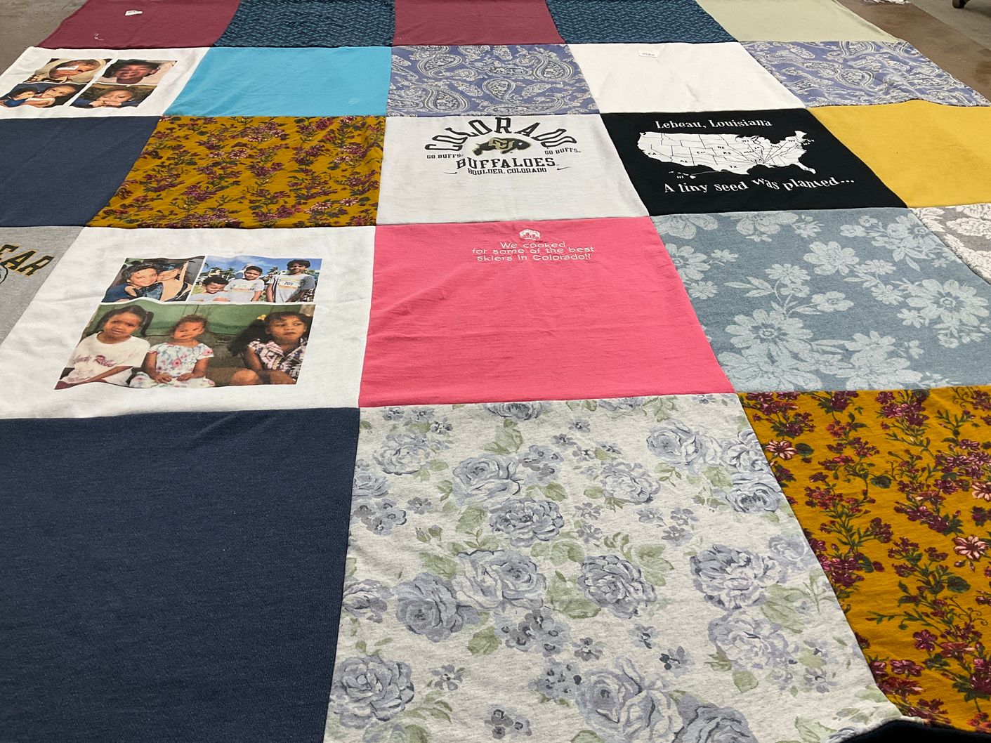 T-shirt quilt with family, photography themes by Arlisa from AZ