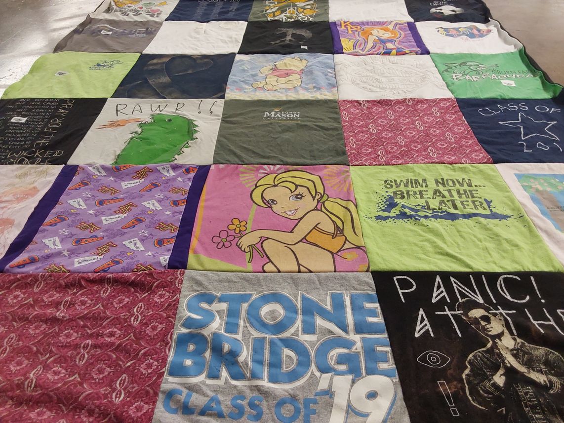 T-shirt quilt from stone bridge high school by Grace from VA